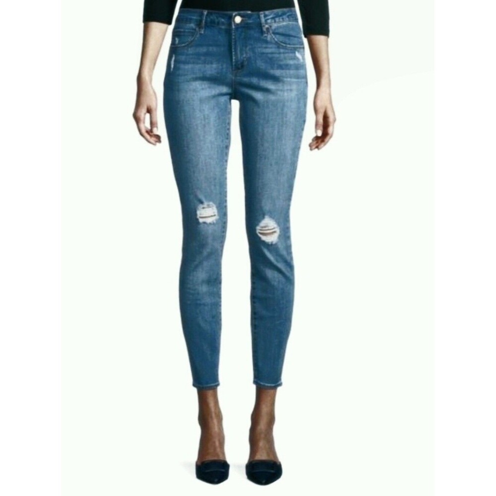Articles Of Society Sarah Soft Mid Rise Medium Blue Distressed Skinny Jeans, 29